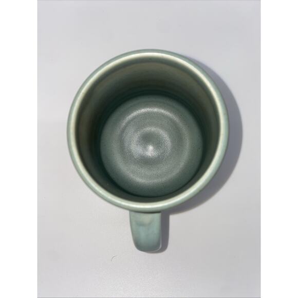 Handmade Artist Signed 12 oz. Blue/cream Ceramic Mug Textured Design - Picture 5 of 6